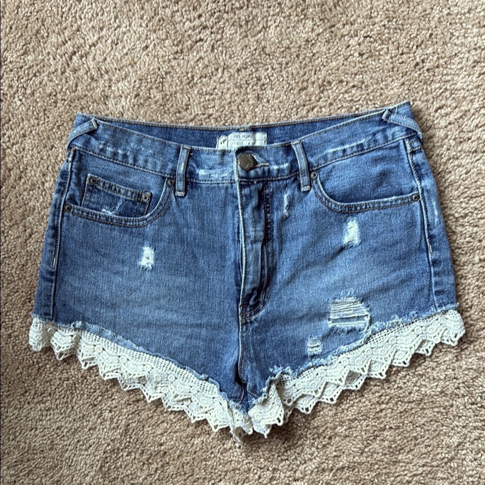 Free People Crochet Lace Trim Shorts